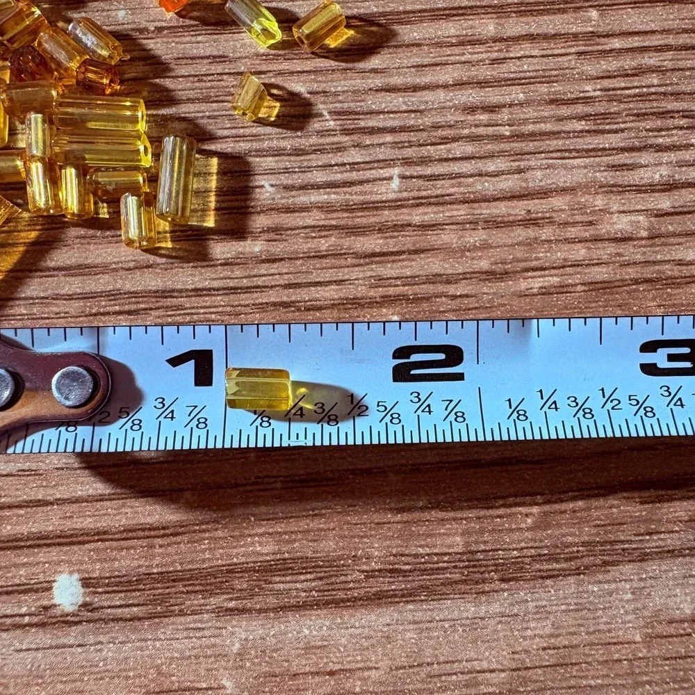 Amber Cut Glass Bugle Beads Assorted Two Sizes Jewelry Making Crafts